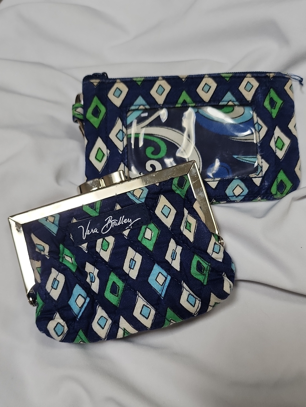 Vera Bradley Navy Geometric Coin Purse & ID Zip Pouch Set